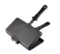 VICTORIA Seasoned Cast Iron Sandwich Maker 27x14 cm, for Stove Top, Camping, Double Panini Press for Gas Hob, Barbecue, Natural Non-Stick, PFOA/PTFE Free