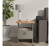 Victoria Side Table Grey & Light Oak 1 Shelf 1 Drawer 44cm