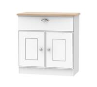 Victoria Sideboard White & Light Oak 2 Doors 1 Drawer 77cm