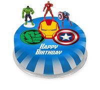Victoria Sponge Avengers trio themed birthday cake - A delicious traditional vanilla sponge cake with buttercream and a rich apple and raspberry jam, serves 10-12 portions. Baked by bakerdays.