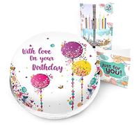 Victoria Sponge balloon & butterflies themed birthday cake - A delicious traditional vanilla sponge cake with buttercream and a rich apple and raspberry jam, serves 10-12 portions. Baked by bakerdays.