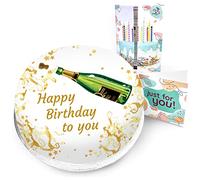 Victoria Sponge champagne themed birthday cake - A delicious traditional vanilla sponge cake with buttercream and a rich apple and raspberry jam, serves 10-12 portions. Baked by bakerdays.