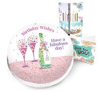 Victoria Sponge champagne whishes themed birthday cake - A delicious traditional vanilla sponge cake with buttercream and a rich apple and raspberry jam, serves 10-12 portions. Baked by bakerdays.