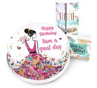 Victoria Sponge pink butterfly dress themed birthday cake - A delicious traditional vanilla sponge cake with buttercream and a rich apple and raspberry jam, serves 10-12 portions. Baked by bakerdays.