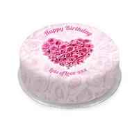 Victoria Sponge pink roses themed birthday cake - A delicious traditional vanilla sponge cake with buttercream and a rich apple and raspberry jam, serves 10-12 portions. Baked by bakerdays.