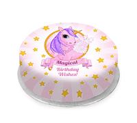 Victoria Sponge pink unicorn themed birthday cake - A delicious traditional vanilla sponge cake with buttercream and a rich apple and raspberry jam, serves 10-12 portions. Baked by bakerdays.