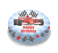 Victoria Sponge red f1 car themed birthday cake - A delicious traditional vanilla sponge cake with buttercream and a rich apple and raspberry jam, serves 10-12 portions. Baked by bakerdays.