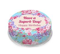 Victoria Sponge Vintaged themed birthday cake - A delicious traditional vanilla sponge cake with buttercream and a rich apple and raspberry jam, serves 10-12 portions. Baked by bakerdays.