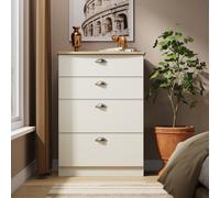 Victoria Tall Chest of Drawers Cream & Light Oak 4 Drawers 77cm