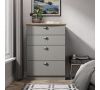 Victoria Tall Chest of Drawers Grey & Light Oak 4 Drawers 77cm