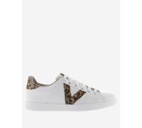 Victoria Tenis Glitter Leather Lace-Up Trainers Taupe Mix