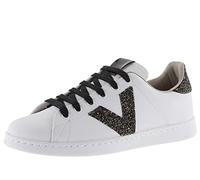 victoria Tenis Leather Effect Low-Top Trainers & Glitter Pieces & Contrast Laces 1125244 for Women Negro 38