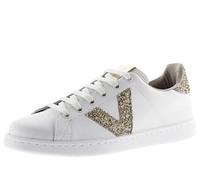 Victoria Tenis Low Sneakers Leather & Logo & Glitter Back 1125188 for Women, Platinum, 5 UK