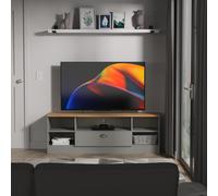 Victoria TV Unit Grey & Light Oak 5 Shelves 1 Drawer 42cm
