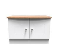 Welcome Furniture Ready Assembled Victoria Compact 2 Door Tv & Media Unit In White Ash & Oak, White