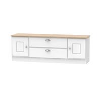 Victoria TV Unit White & Light Oak 2 Drawers 2 Doors 146cm