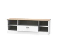 Victoria TV Unit White & Light Oak 5 Shelves 1 Drawer 42cm
