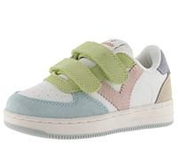 victoria Unisex Tiempo Leather Effect Low Tennis & Multicolor Split Leather Pieces & Straps 1124116 for Kids Celeste 27