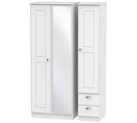 Victoria Wardrobe - 3 Door - 1 Mirror - Tall - Combi - White Ash