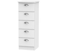Victoria White 5 Drawer Narrow Chest