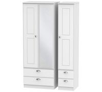 Victoria White Ash 3 Door Tall Combi Wardrobe - 1 Mirror