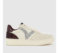 victoria Women's Madrid Trainers in Beige & Silver, Glitter, Leather/Suede, Size: 6 UK 6