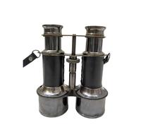 Victorian Antique Solid Brass Binoculars London 1857 with Leather Case, High Powered Binoculars for Hunting and Bird Watching (Medievel Black, 6 inch)