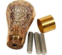 Victorian Antique Walking Stick, Designer Round Head Handle with Floral Pattern, Gold-Tone Metal