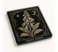 Victorian Apothecary Acrylic Coaster Gift - Occult Flora Design with Foxglove Etching, Botanical Dark Academia Decor