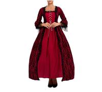 Victorian Ball Gown Women's Irish Dress Baroque Dresses Renaissance Medieval Dress Evening Dresses Cocktail Dress Gothic Costumes for Halloween Carnival Theatre Party, red, XXL