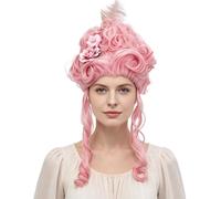 Victorian Baroque Wig, Renaissance Wig, Funny Cosplay(Pink) | 50s 60s, Bouffant Curly Queen Wigs, For Party, Cosplay, Halloween, Retro Themed Parties, And Collector Gift