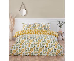 Victorian Bloom So Soft Duvet Quilt Cover Set Single Double King Green Ochre