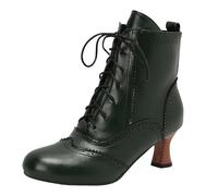 Victorian Boots for Women,Lace Up Victorian Style Boots,Fashion Retro Side Zipper High Shoes,Block Heel Pointed Toe Ankle Booties,Outdoor Wide Fit Gothic Steampunk Booties,Platform Leather Shoes