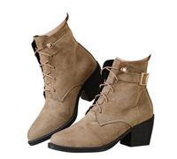 Victorian Boots for Women Vintage Ankle Almond Toe Lace Up Mid Calf | Low Heel Cosplay Medieval Costume Witch Granny Renaissance 70s Dressy Winter Shoes Heel Breathable