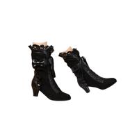 Victorian Boots for Women Vintage Gothic Steampunk 70s Lace Up Mid Calf Boots Retro Medieval Renaissance Boots Chunky Heel Halloween Costume Witch Shoes