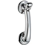 Loops Victorian Bow Door Knocker on Rose - 95mm Fixing Centres - Polished Chrome | External Door Knocker - Front Door Furniture - Ornate Porch Heavy Knocker