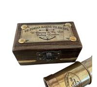 Victorian Brass Telescope with Box - Antique Finish Handheld Monocular Spyglass - Perfect for Collectors, Nautical Décor & Gifting