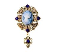 Victorian Cameo Brooch Pin for Women Vintage Pearl Beauty Lady Portrait Princess Frame Crystal Cameo Brooches Pins, M, Metal, cubic zirconia