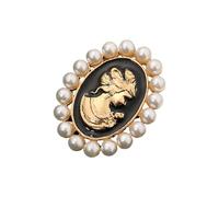 Victorian Cameo Brooch Pin With Rhinestones And Pearls Accent For Women Elegant Vintage Jewelry For Ladies