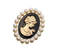 Victorian Cameo Brooch Pin With Rhinestones And Pearls Accent For Women Elegant Vintage Jewelry Ladies Victorian Rhinestones Brooch Pin Vintage