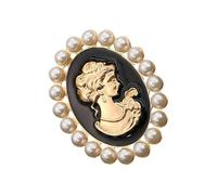 Victorian Cameo Brooch Pin With Rhinestones And Pearls Accent For Women Elegant Vintage Jewelry Ladies Victorian Inspired Cameo Brooch