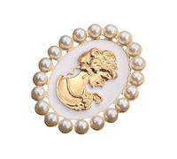Victorian Cameo Brooch Pin With Rhinestones And Pearls Accent For Women Elegant Vintage Jewelry Ladies Victorian Jewelry Gifts Mothers Wives
