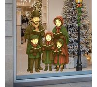Victorian Carol Singers Traditional Christmas Window Stickers Extra Large with 1.8m Festive Lampost | Reusable and Double Sided Christmas Window Stickers