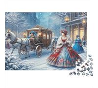 Victorian Carriage Winter Scene 1000 Piece Jigsaw Puzzle Paper Game for Adults Night Street Gift Family Relaxation Focus 38x26cm/1000pcs