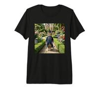 Victorian Cat Garden Portrait Elegant Estate Scene Premium T-Shirt