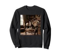 Victorian Cat Portrait Aristocratic Library Vintage Style Sweatshirt