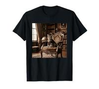 Victorian Cat Portrait Aristocratic Library Vintage Style T-Shirt