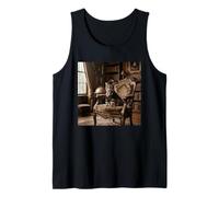Victorian Cat Portrait Aristocratic Library Vintage Style Tank Top
