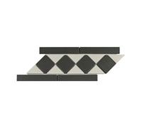Victorian Chequer Mosaic Tile Sheet - Snow & Midnight Design | Matt Anti-Slip Finish | 30.6×30.6cm | Wall & Floor Tile | Borders & Corners Available (Border Piece)