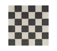 Victorian Chequer Mosaic Tile Sheet - Snow & Midnight Design | Matt Anti-Slip Finish | 30.6×30.6cm | Wall & Floor Tile | Borders & Corners Available (Full Sheet)